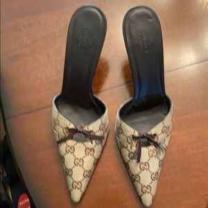 Gucci monogram heels.